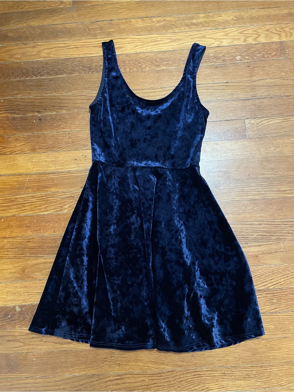 Lush Crushed Velvet Mini Dress in Navy
